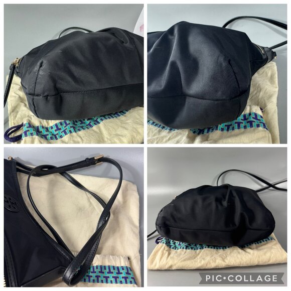 Authentic TORY BURCH Black Nylon Leather Shoulder Bag - Picture 15 of 15